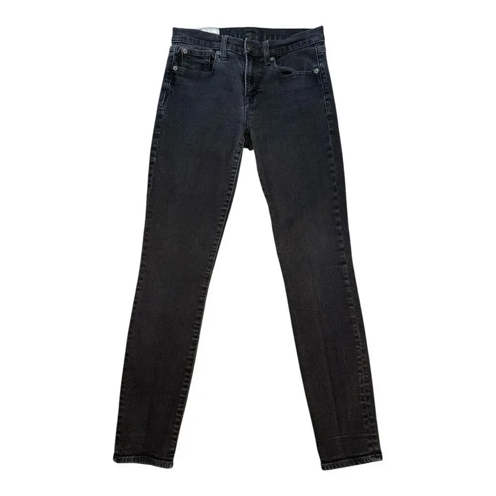 Gap Women's True Skinny Mid‎ Rise Jeans Size 4 Black Dark Wash Denim